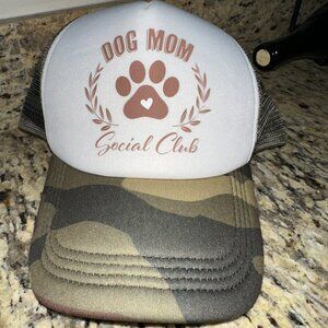 Handmade "DOG MOM SOCIAL CLUB" Camo trucker Hat